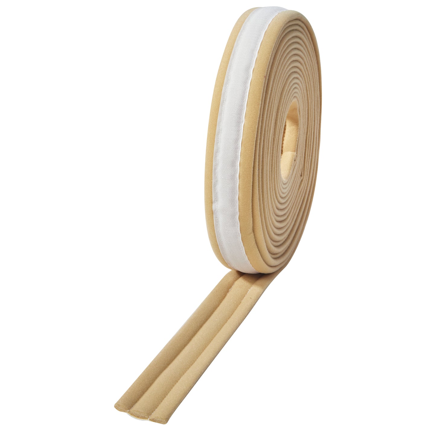 A roll of AliMed AliStrap Soft Positioning Strap, beige with a white strip, designed for secure and gentle medical positioning.