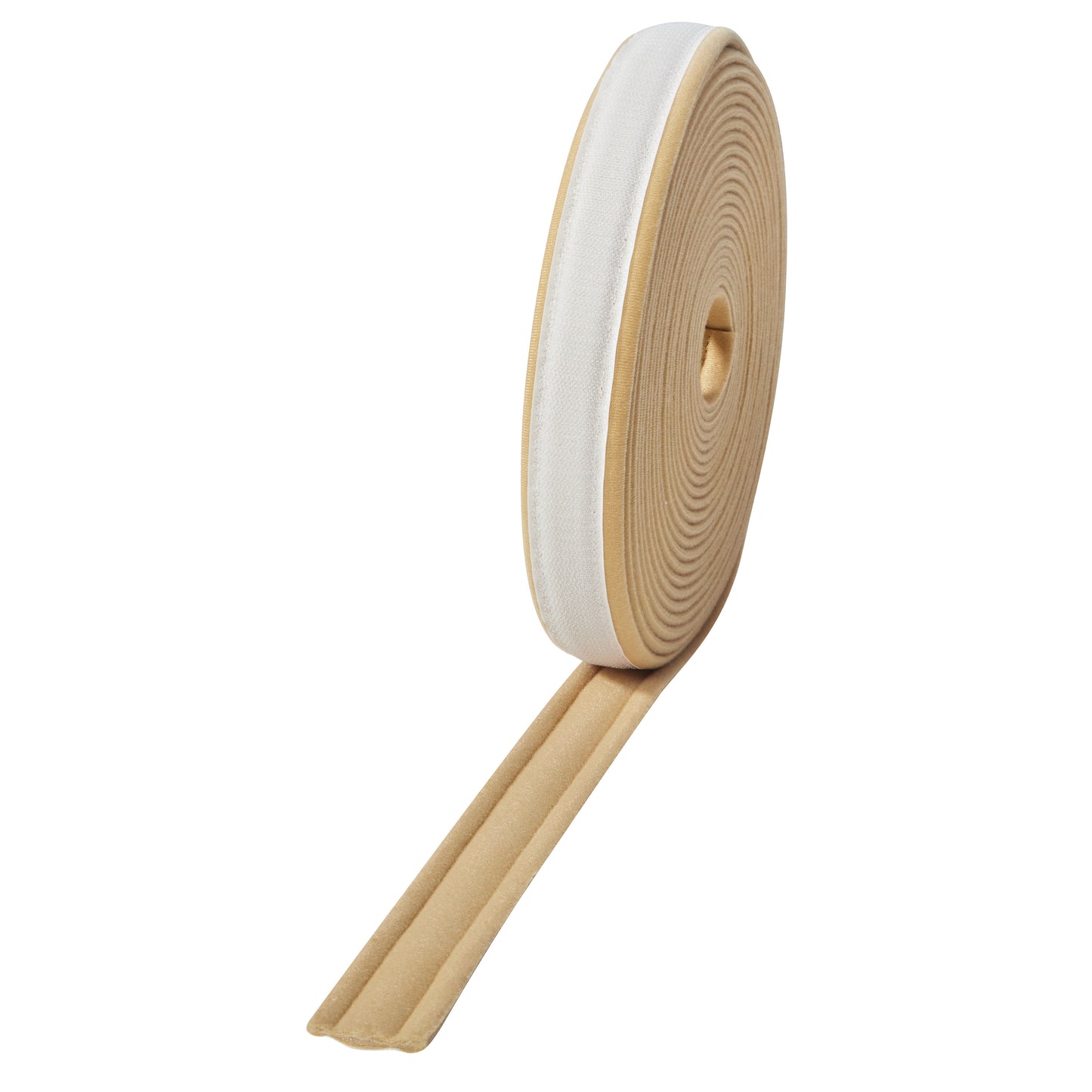 A roll of AliMed AliStrap Soft Positioning Strap, beige with white hook-and-loop fastening, partially unrolled on a white background.