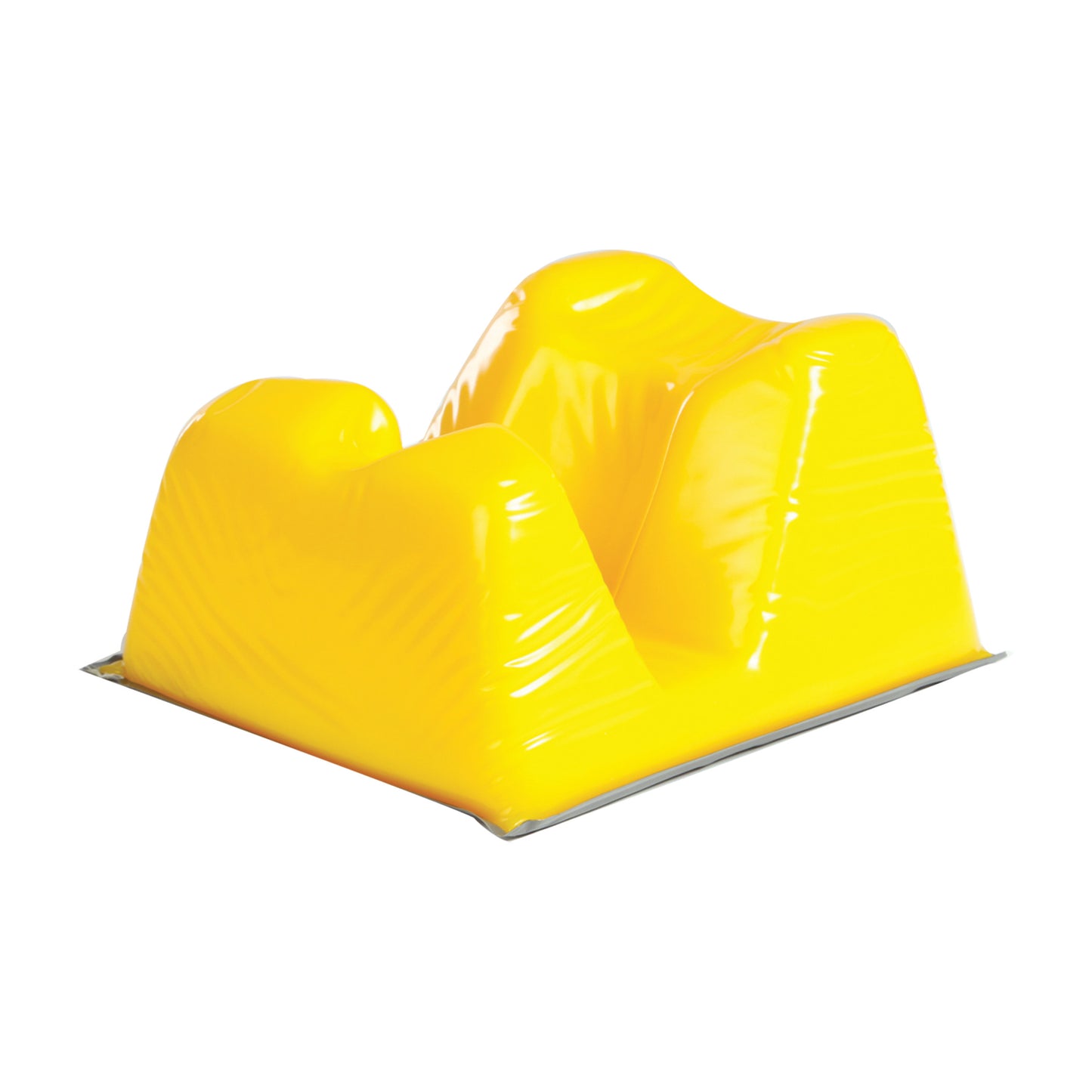 Yellow AliMed AliLite Prone Headrest with a contoured shape on a flat base, designed for comfortable support.