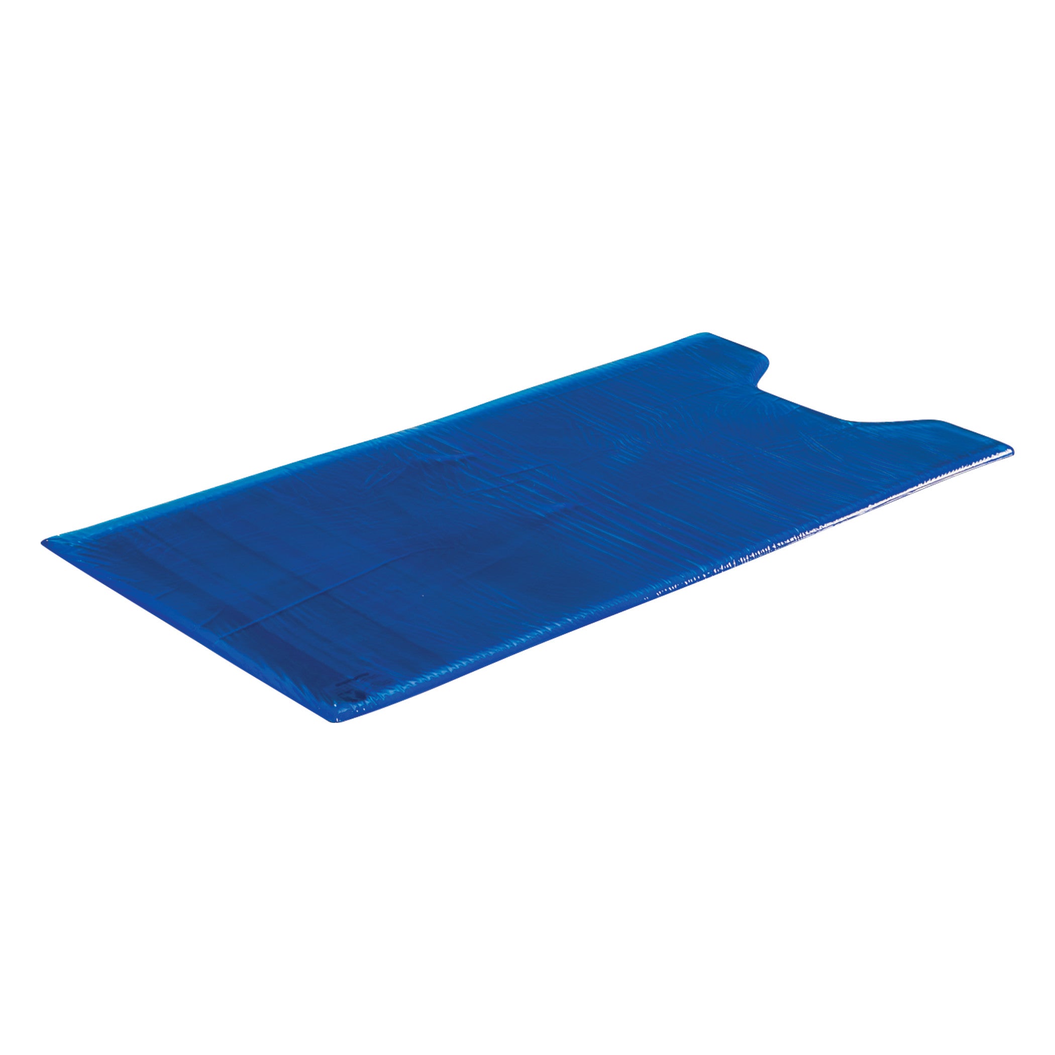 AliMed AliBlue Gel Torso Section Surface Overlay with Cutout, a flat, blue gel pad with a shoulder cutout for patient comfort.