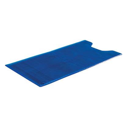 AliMed AliBlue Gel Torso Section Surface Overlay with Cutout, a flat, blue gel pad with a shoulder cutout for patient comfort.