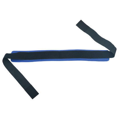 Disposable Surgical Strap with a blue padded section and black securing straps, used for positioning patients during surgery.