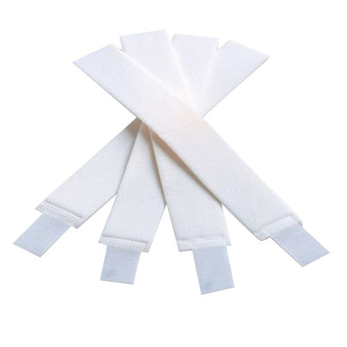 Four Arista Baby Board Straps are displayed, overlapping each other. They are white with stitched ends.