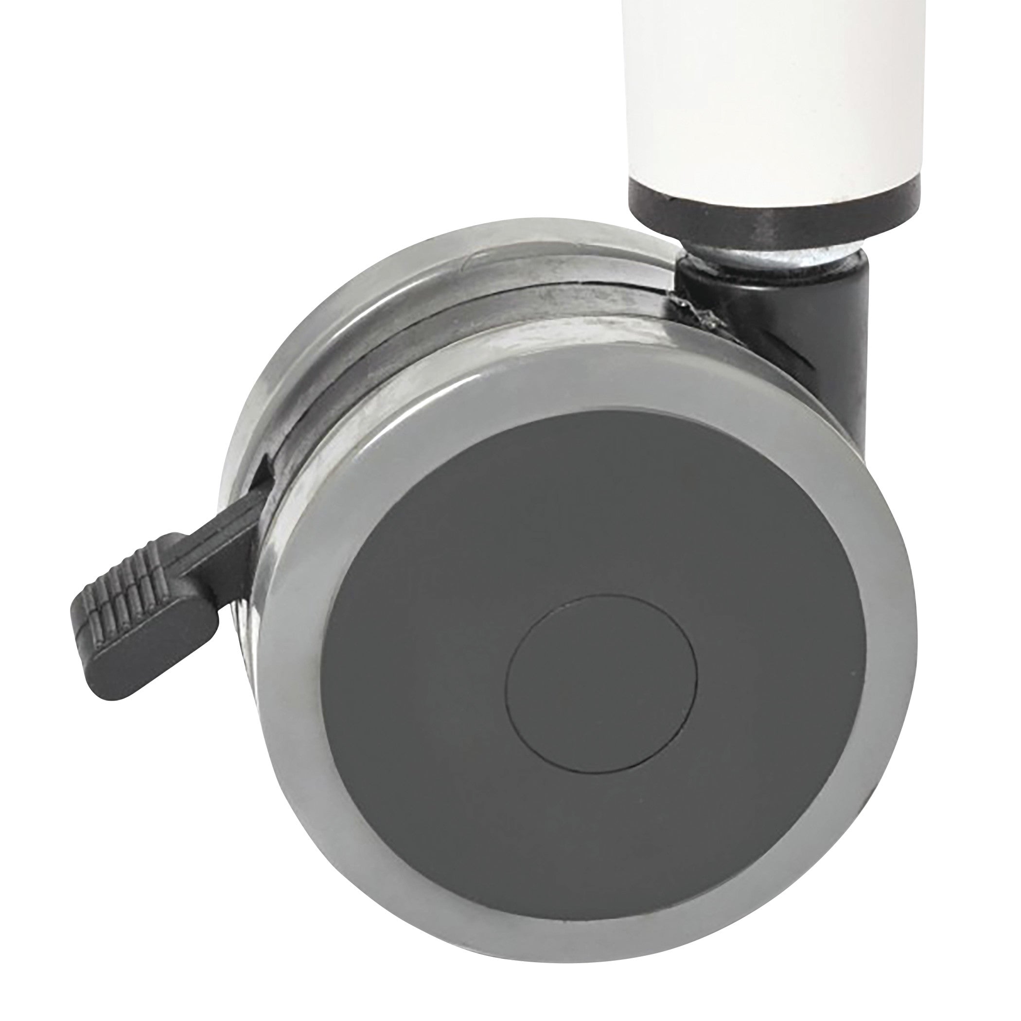 Close-up of the caster wheel from the Drive Otter Pediatric Bathing System Shower Stand Only, featuring a locking mechanism.